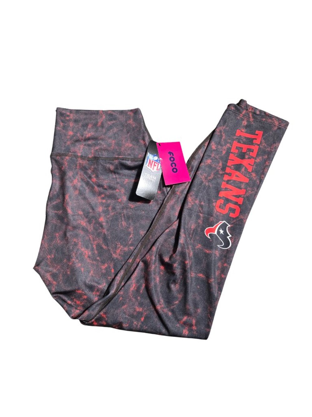 NWT | NFL Houston Texans FOCO Red & Black Acid Wash Print Leggings XL